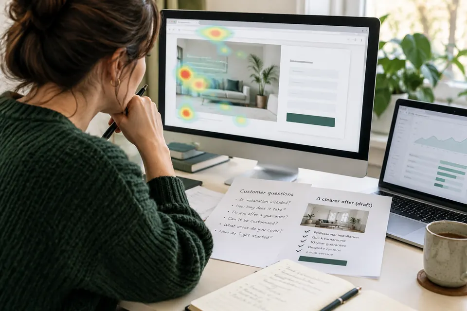 Reviewing a website heatmap and inquiry journey