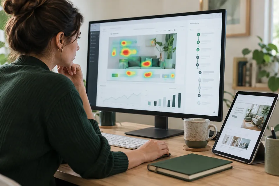 Reviewing a website heatmap and inquiry journey