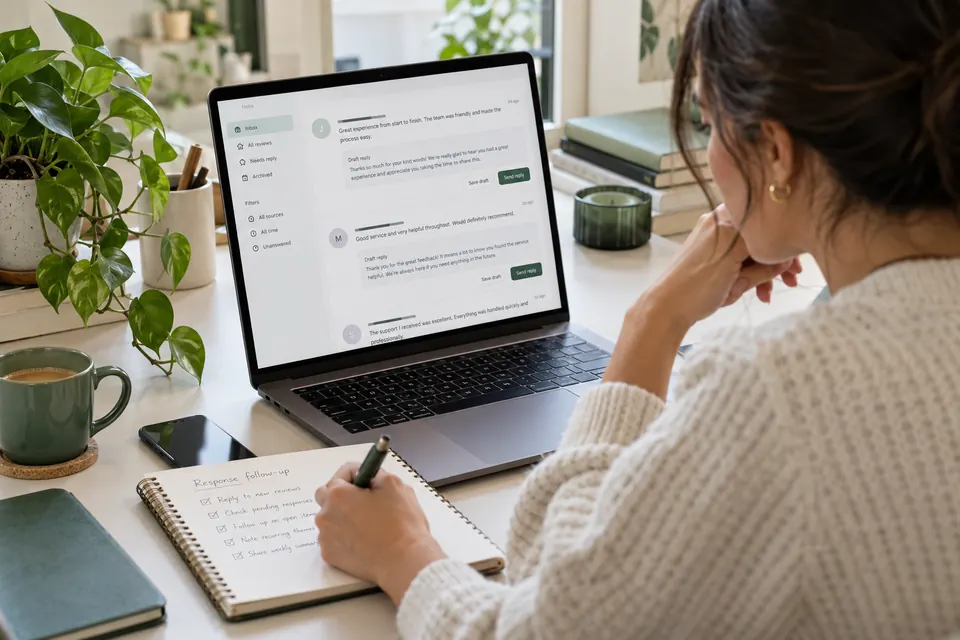 Reviewing customer feedback and drafting helpful responses