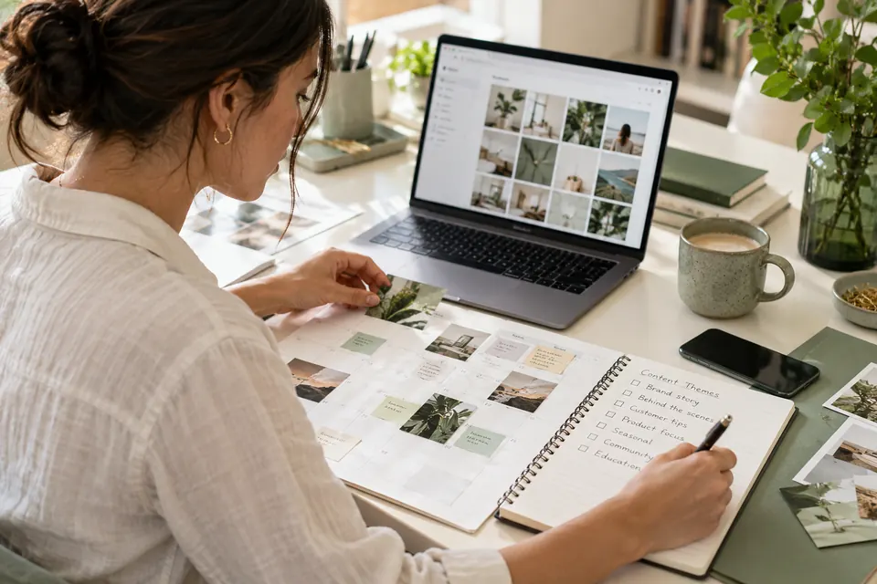 Planning social content themes and publishing schedules