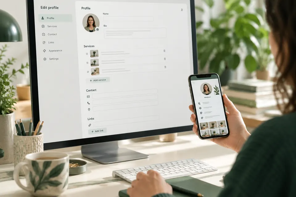 Updating a business social profile and contact fields